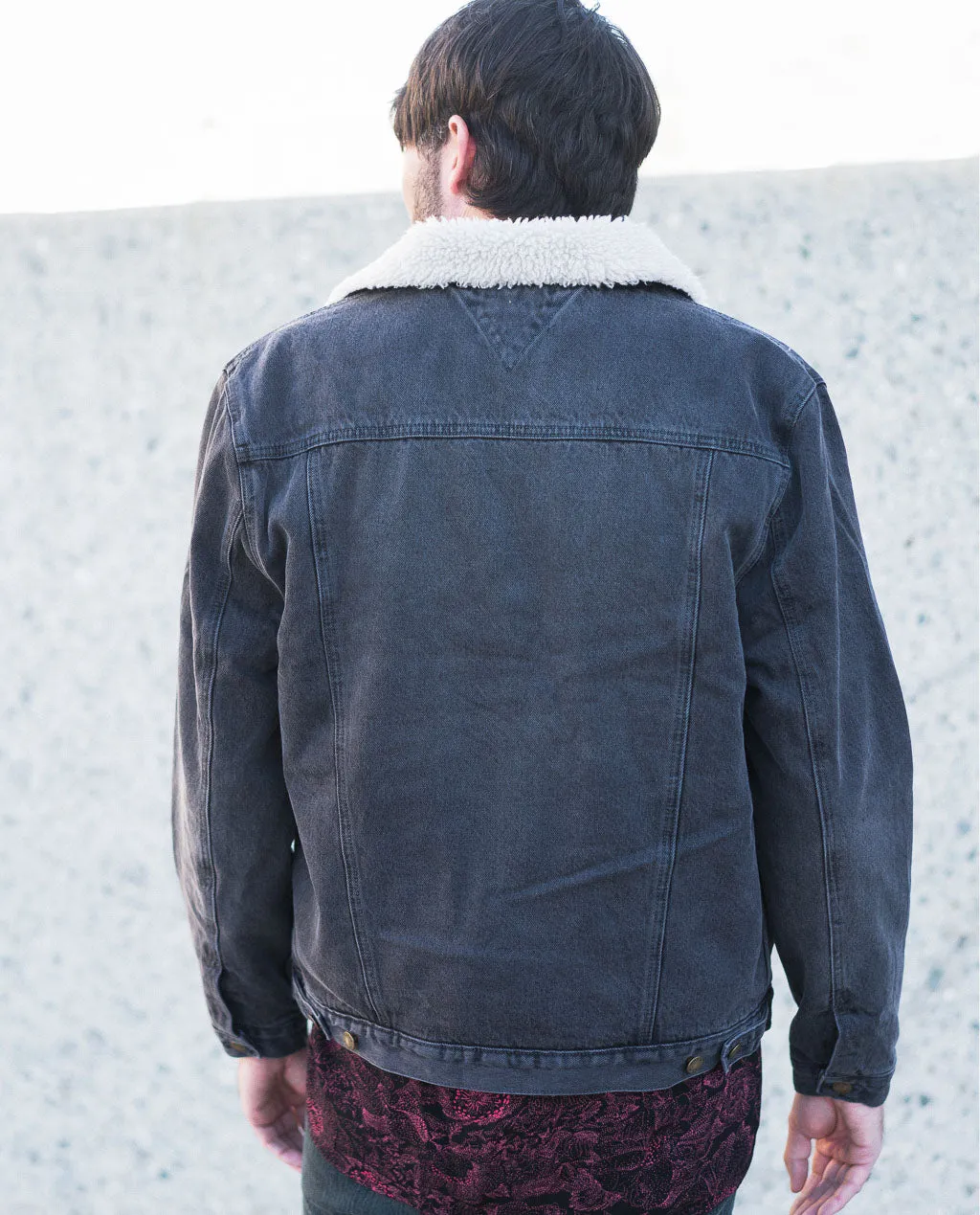 ROLLAS DENIM SHERPA JACKET STONED BLACK