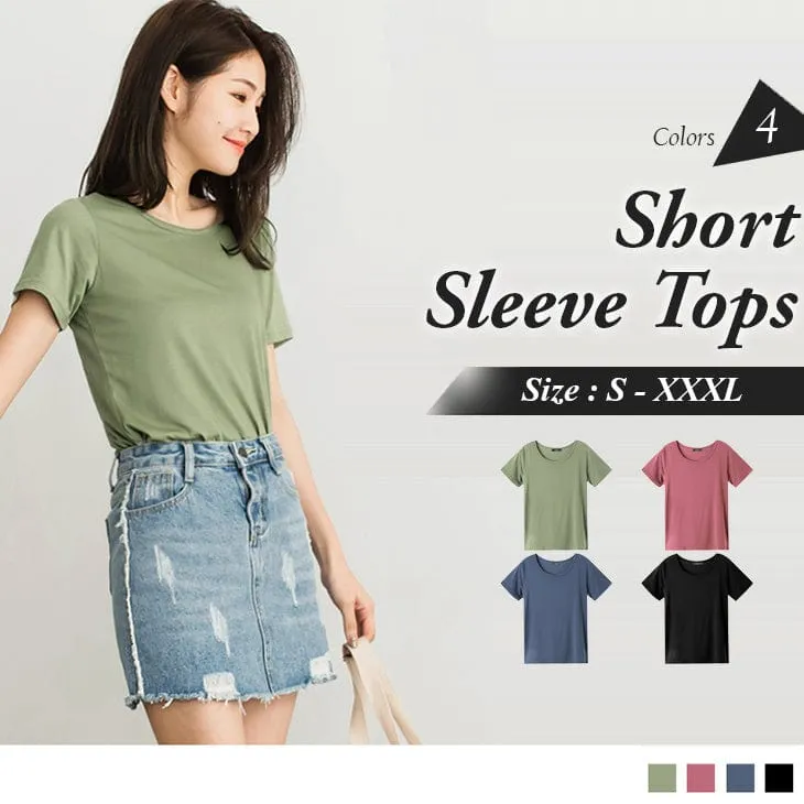 SHORT SLEEVE ROUND NECK TOPS