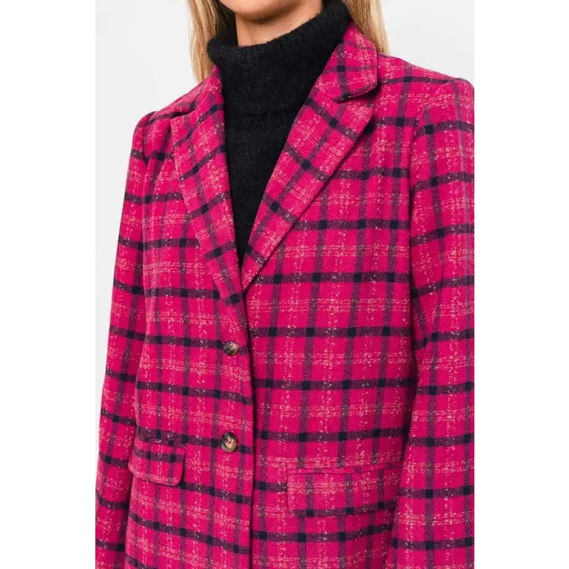 Single Button Plaid Blazer