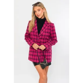 Single Button Plaid Blazer