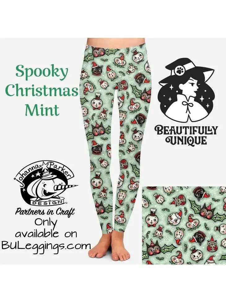 Spooky Christmas Mint Leggings