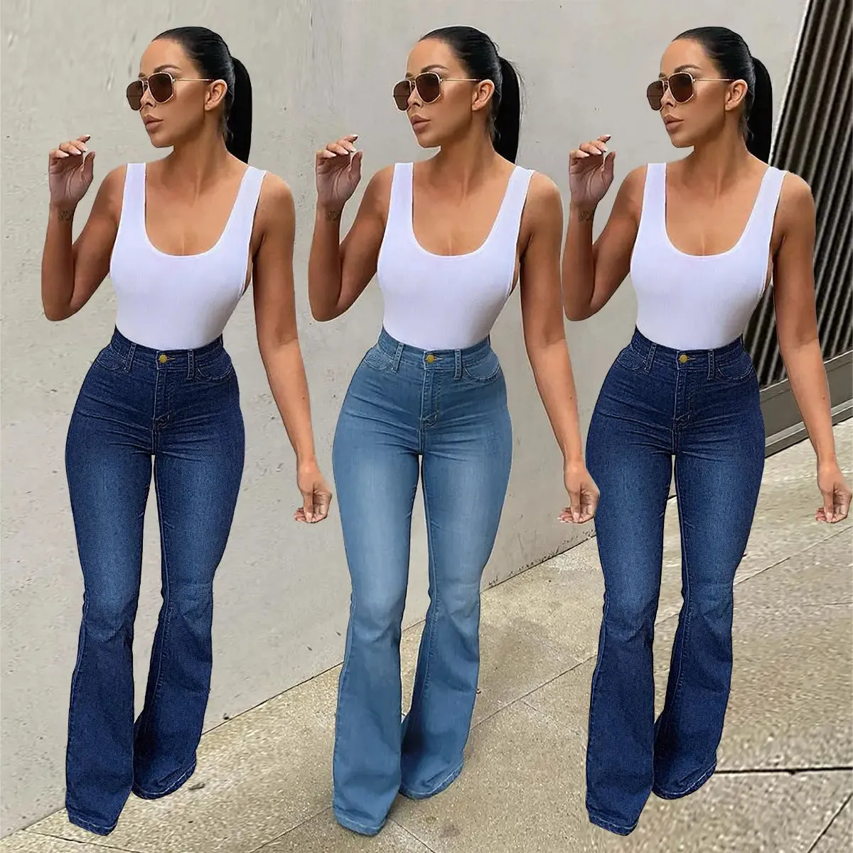 Stretch High Waist Denim Pants