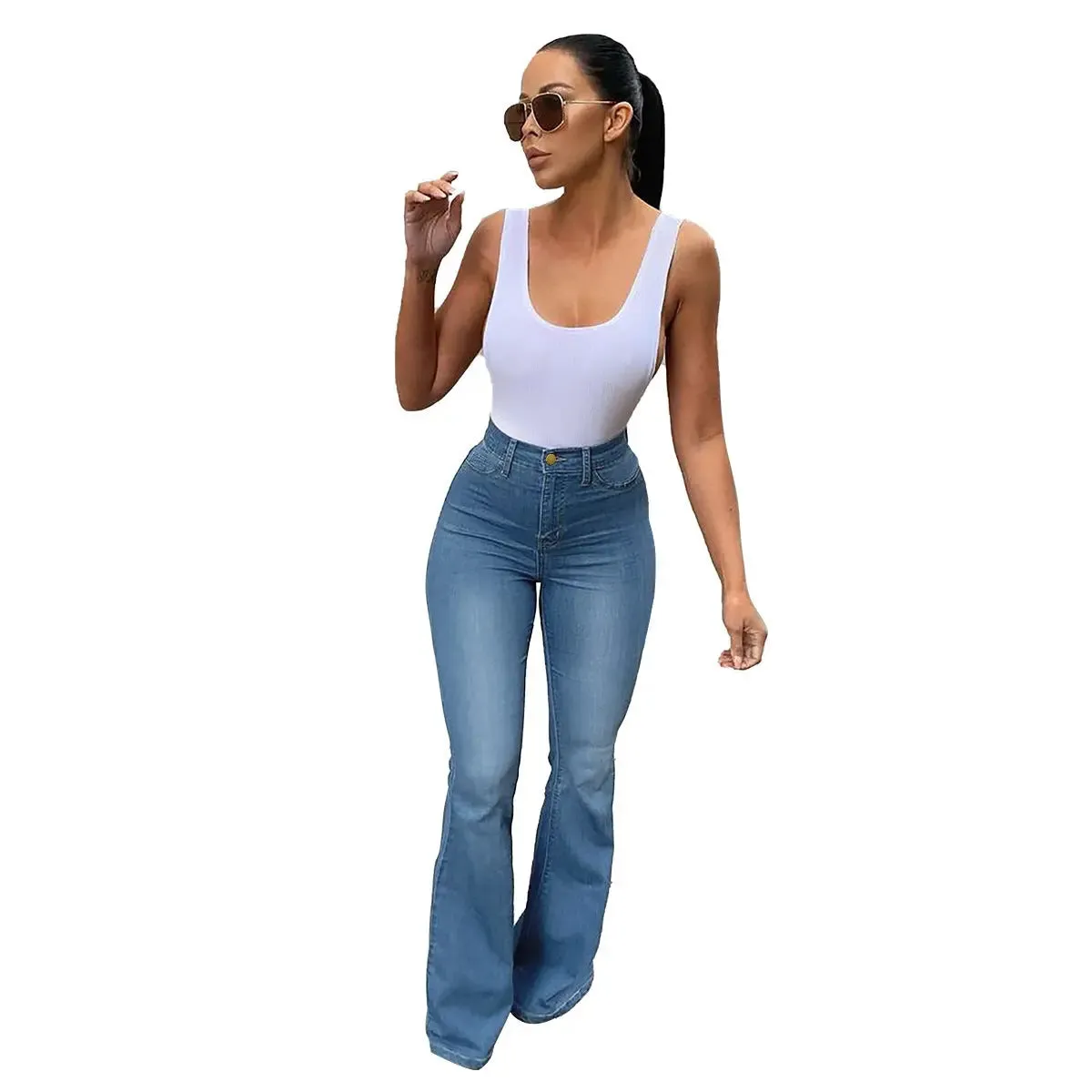 Stretch High Waist Denim Pants