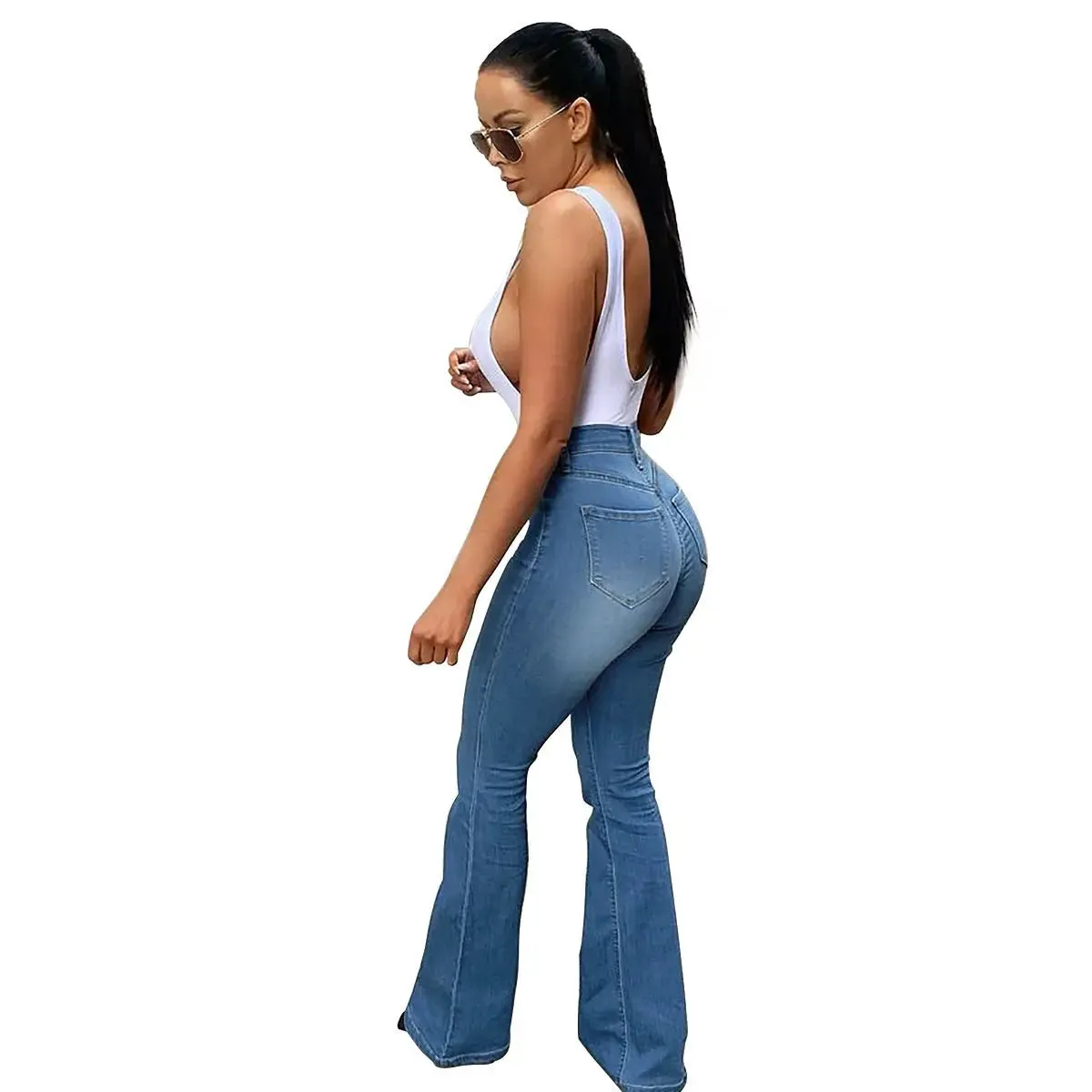 Stretch High Waist Denim Pants