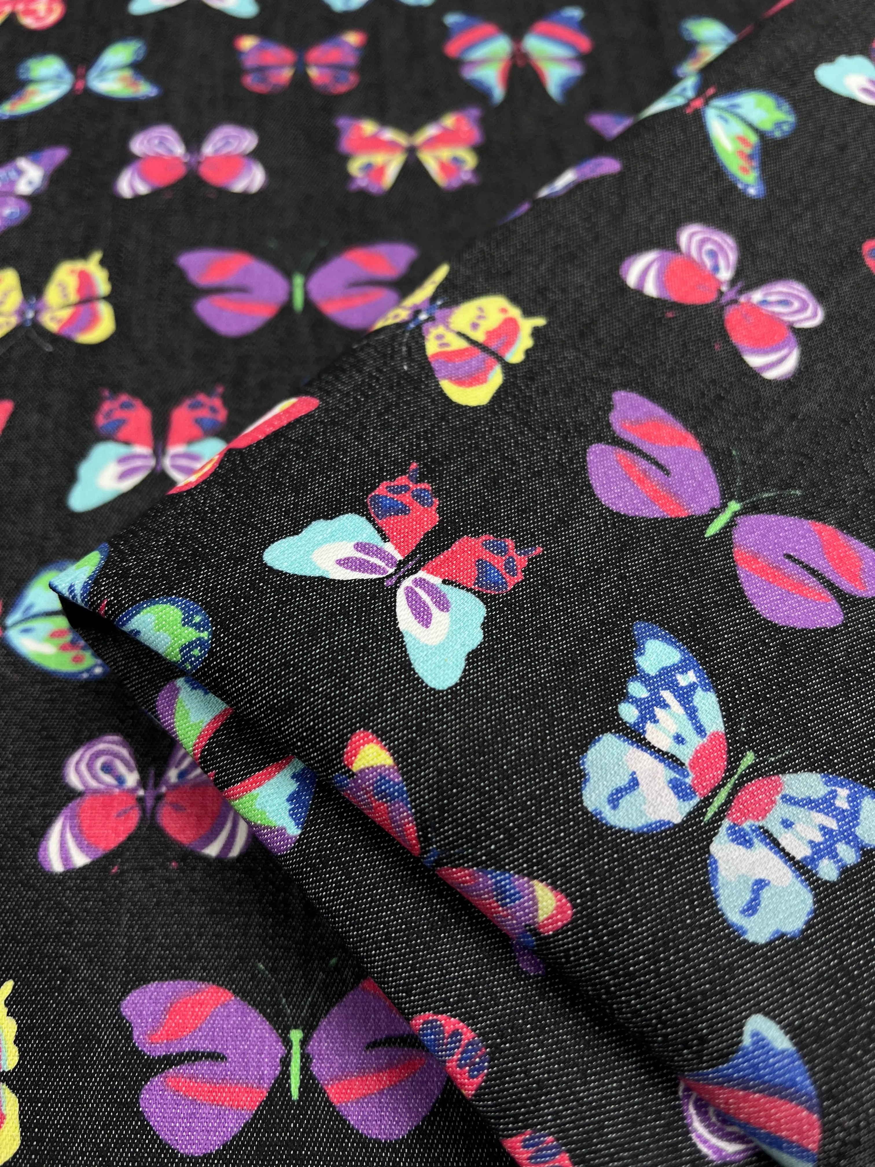 Stretch Printed Denim Butterfly - Butterflies - 145cm