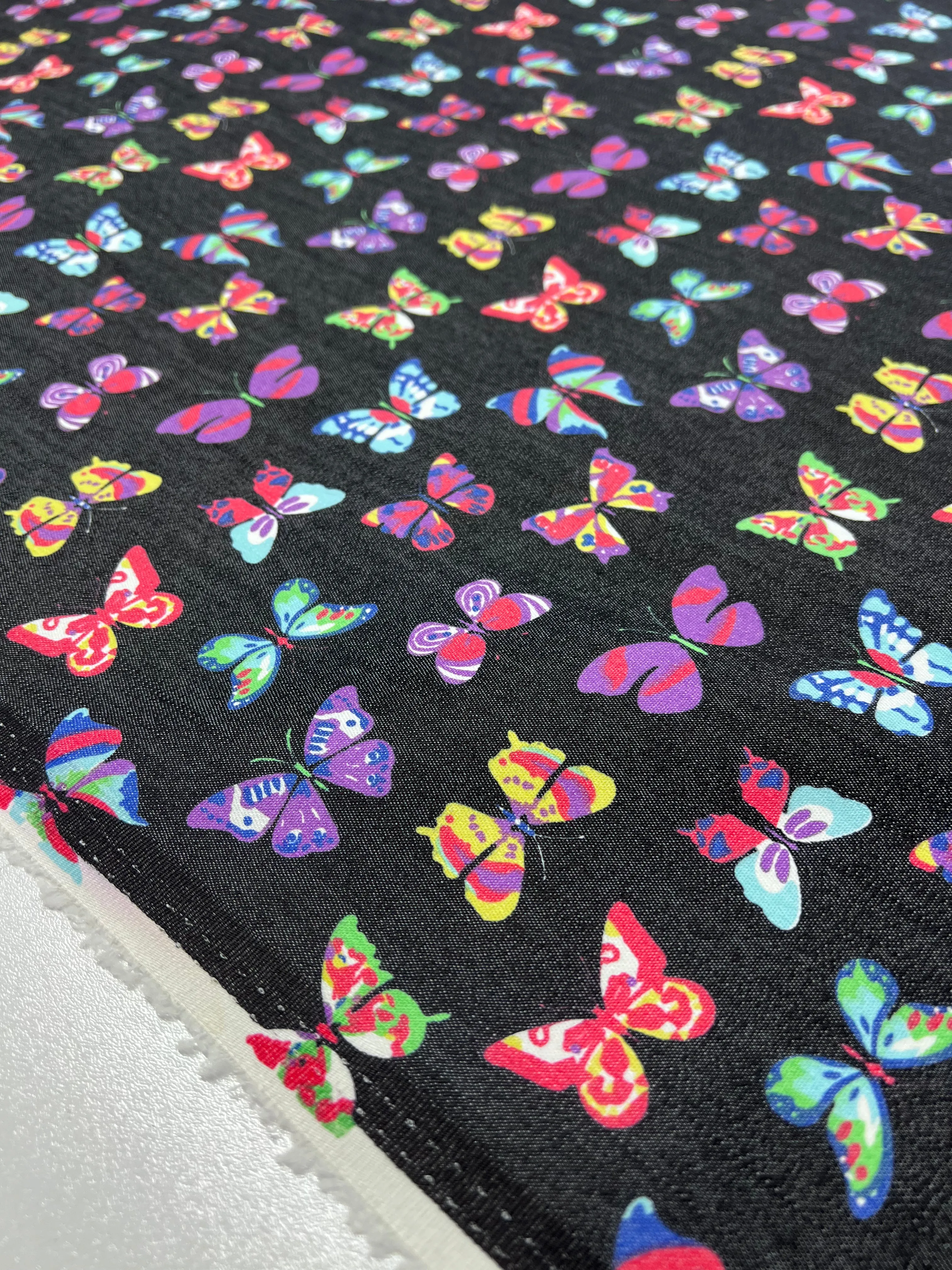 Stretch Printed Denim Butterfly - Butterflies - 145cm