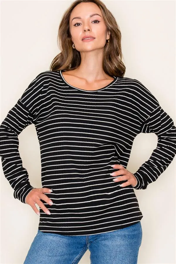 Striped Ribbed Basic Tops - 2 Colors!