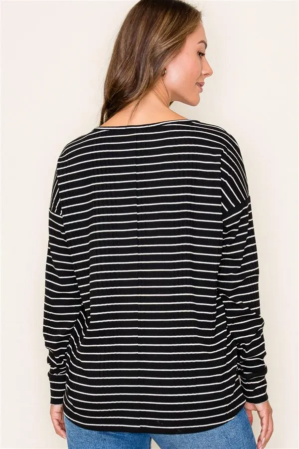 Striped Ribbed Basic Tops - 2 Colors!