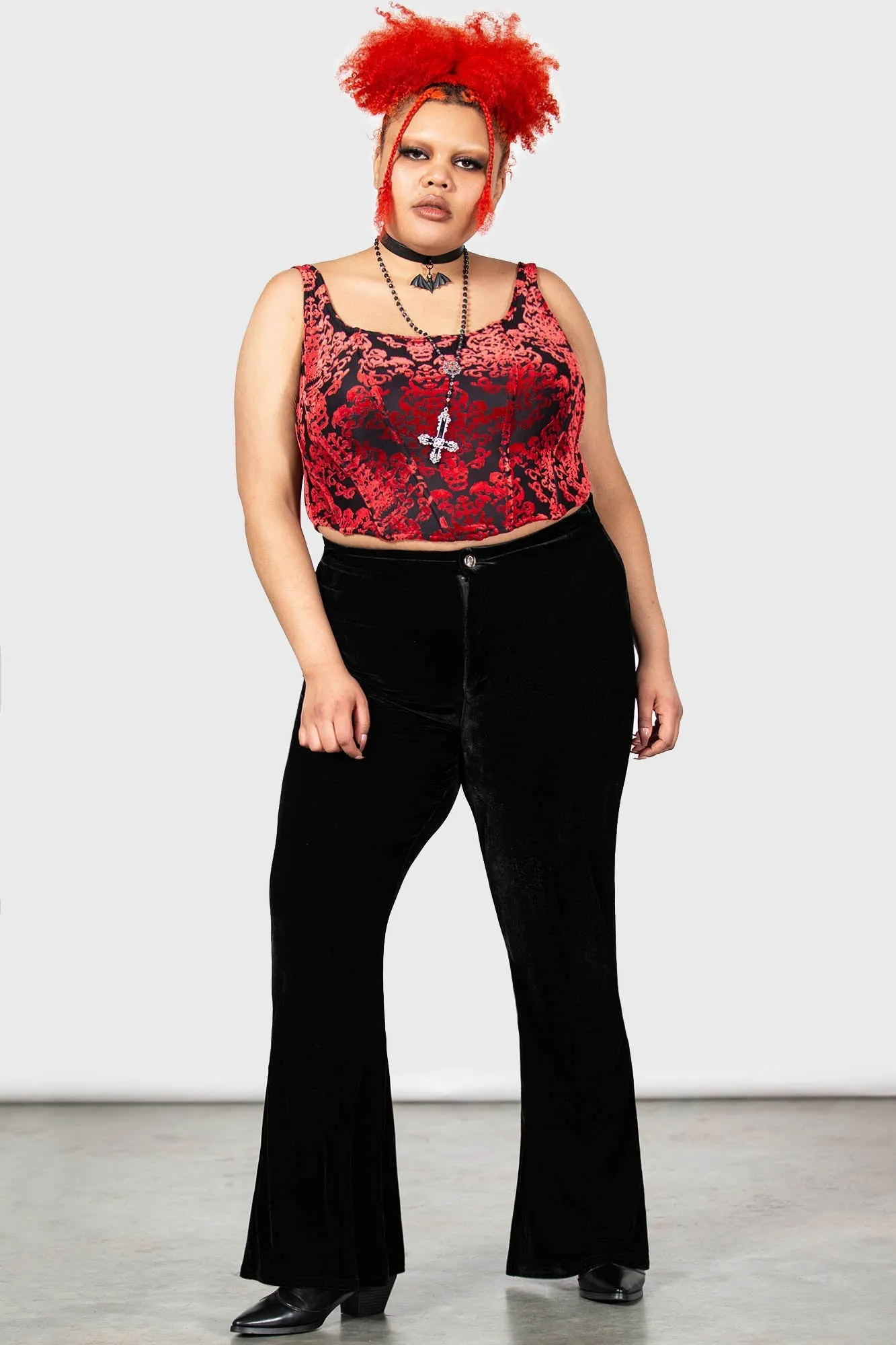 Thena's Thistle Velvet Bootcut Trousers