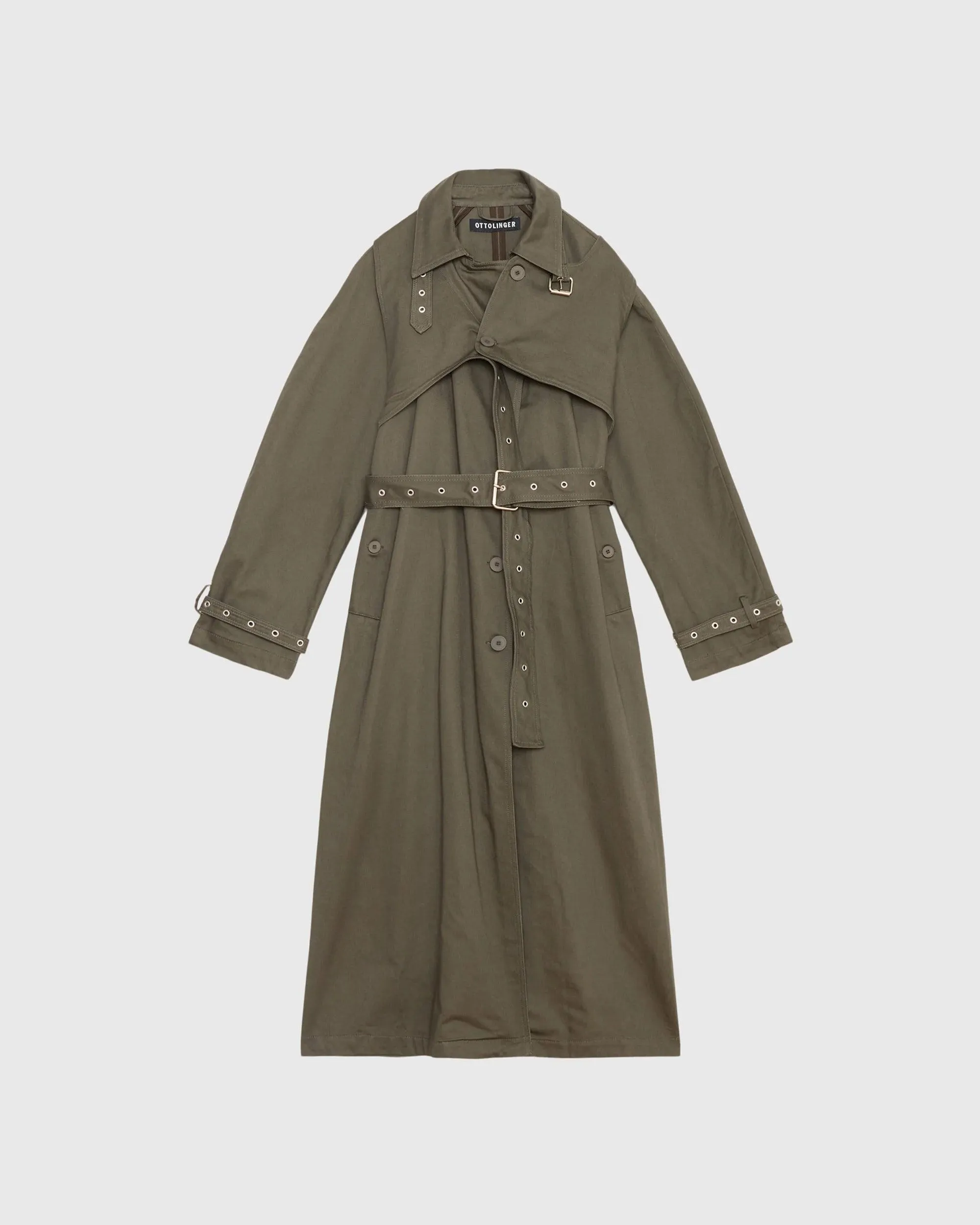 Trench Coat Green Acid Wash