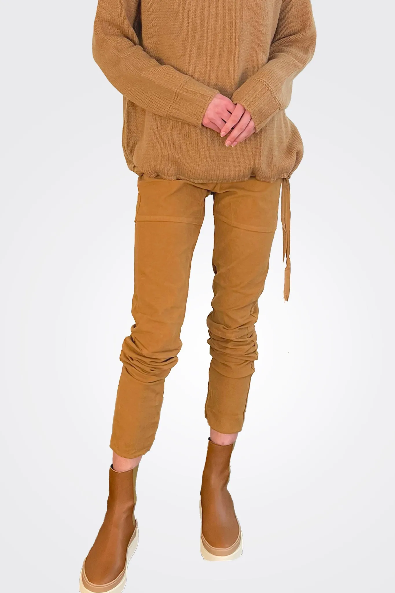 Velvet Stretch Leggings - Camel