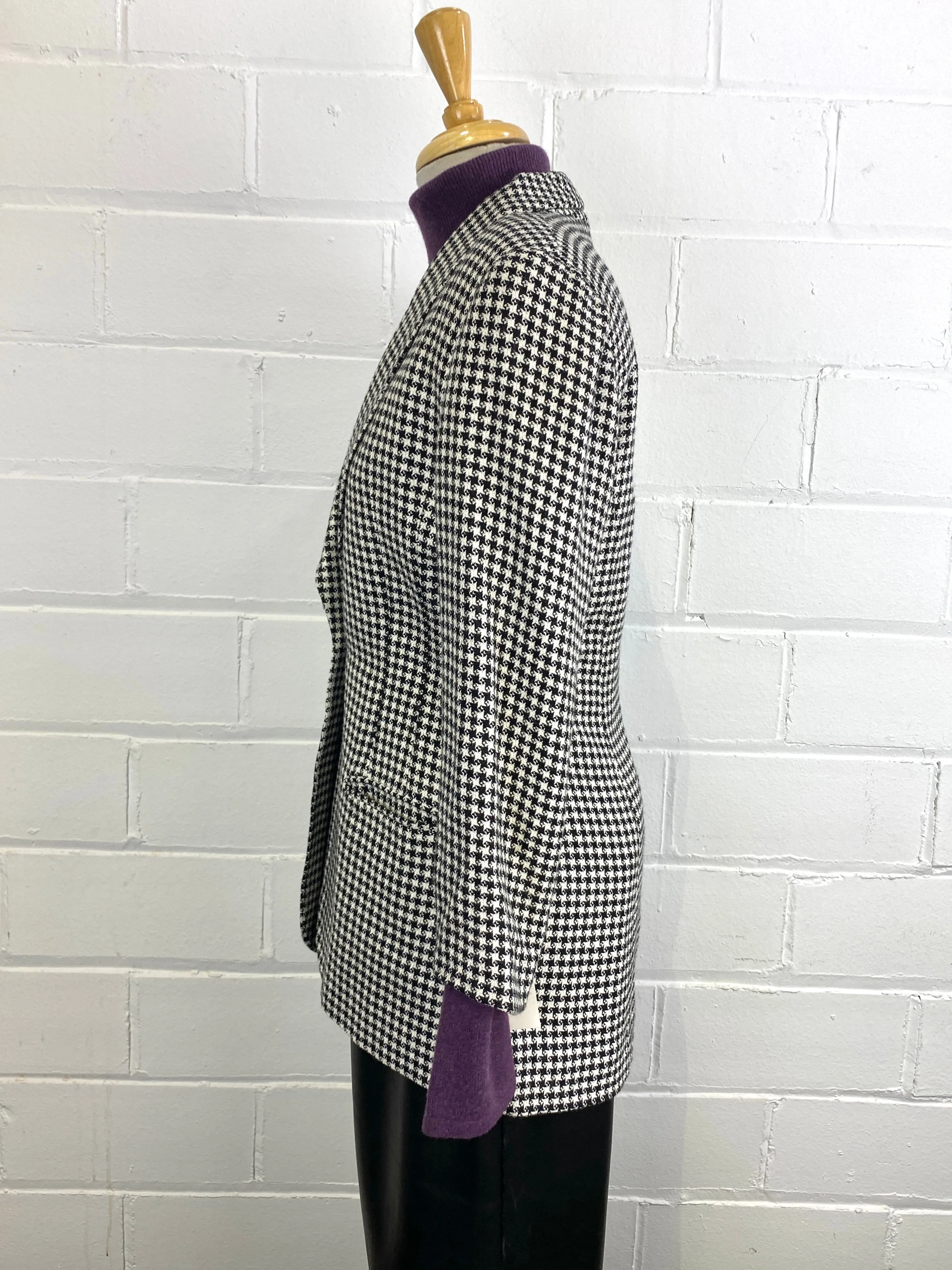 Vintage 1990s Black & White Houndstooth Jacket, B38