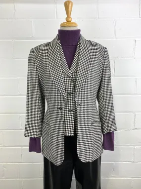 Vintage 1990s Black & White Houndstooth Jacket, B38