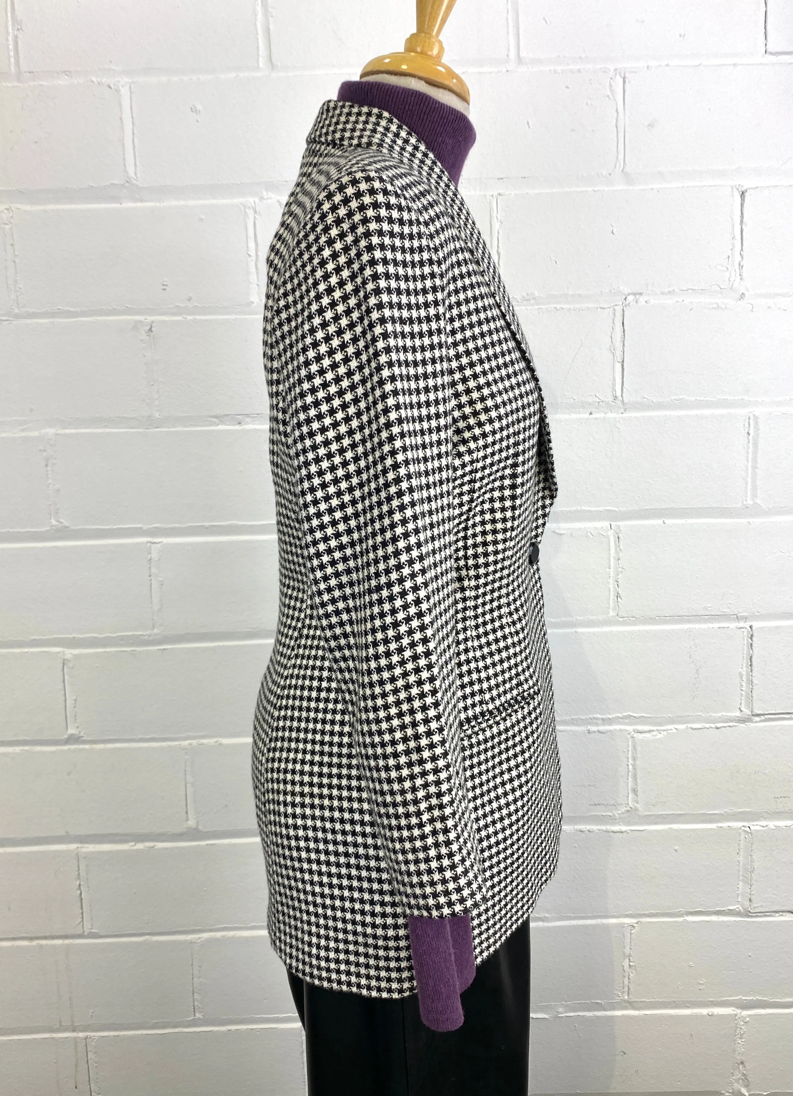 Vintage 1990s Black & White Houndstooth Jacket, B38