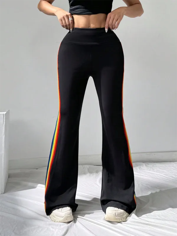 Women's high waist drape wide leg straight bootcut trousers casual pants