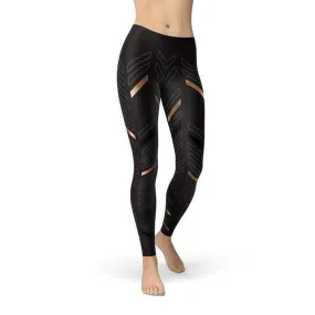 Women's Performance Black Striped Leggings