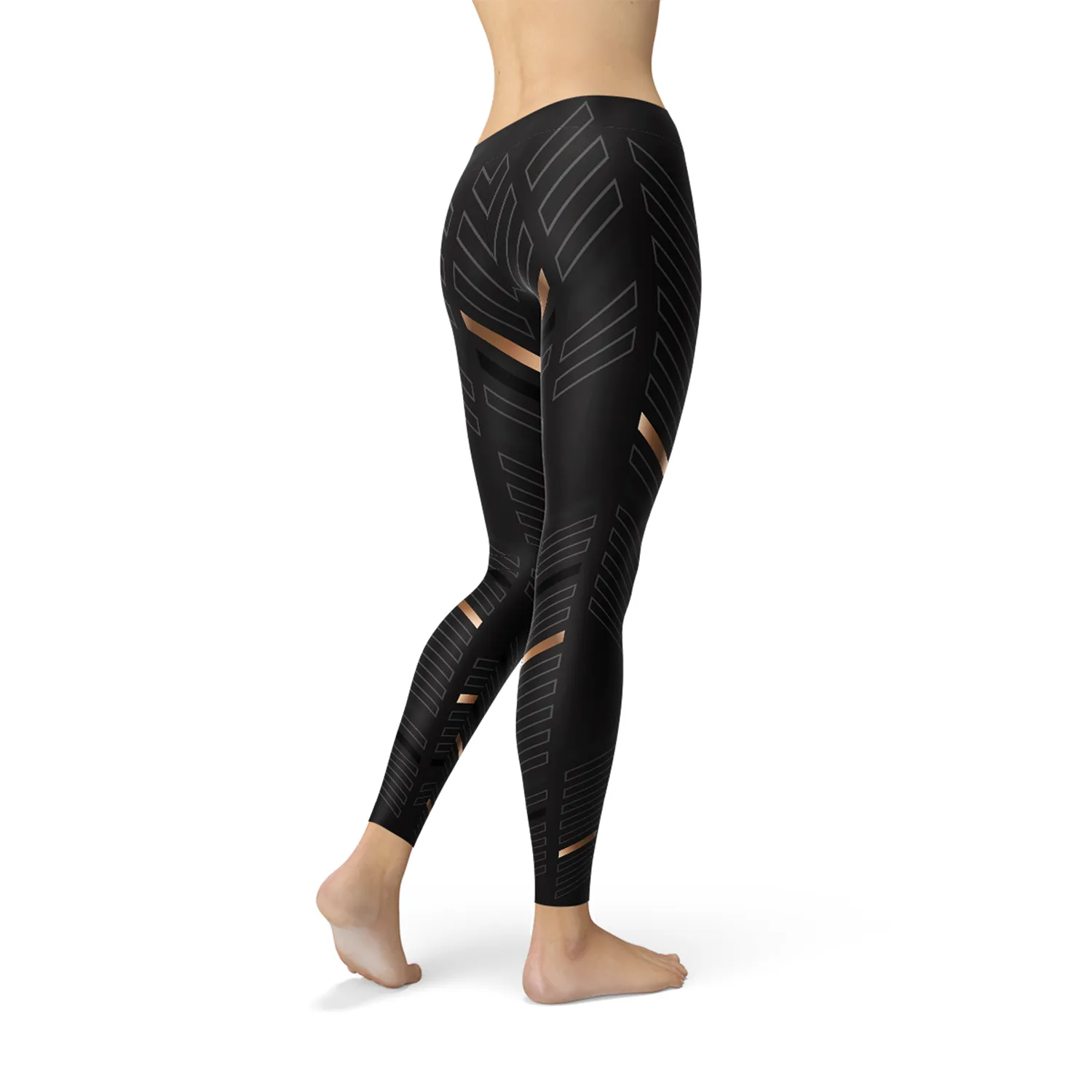 Women's Performance Black Striped Leggings