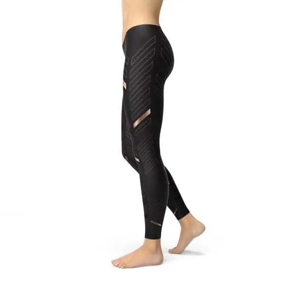 Women's Performance Black Striped Leggings