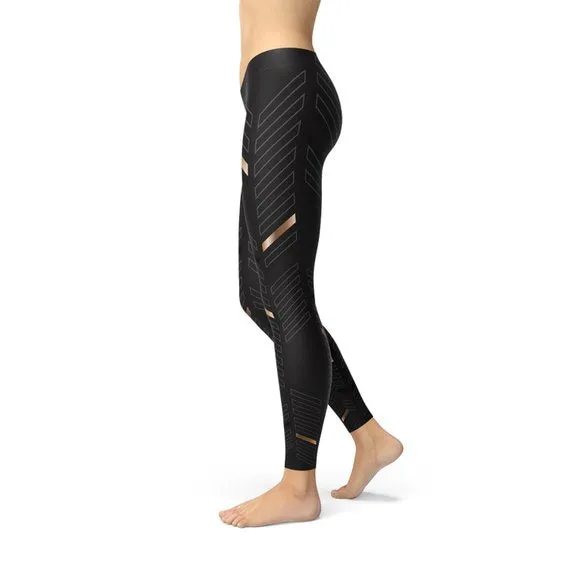 Women’s Sports Stripes Black Leggings