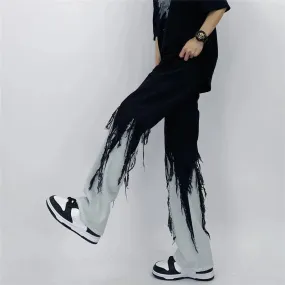 Y2K Grunge Fringed Straight Leg Jeans