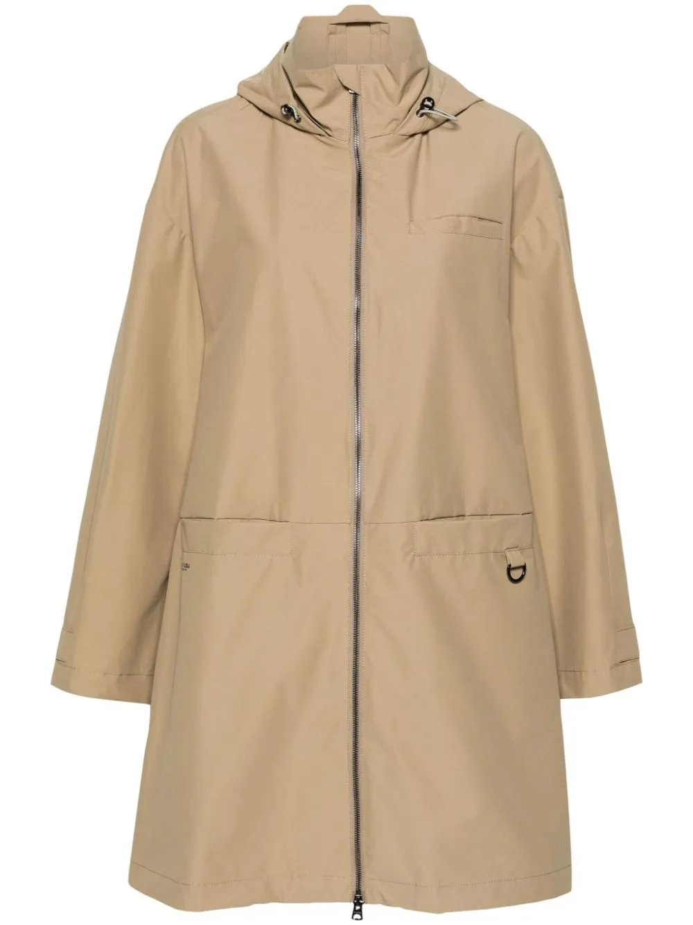 zip-up hooded trench coat